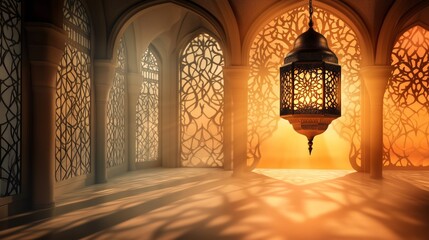 Islamic symbols on traditional, memorable luxurious background. Holy Ramadan concept.