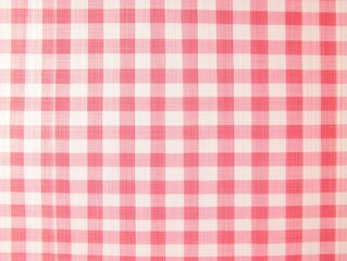 Pink gingham fabric texture with classic checkered pattern.