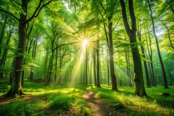 Fototapeta premium Serene Forest Zoom Background: Minimalist Green Nature Scene for Virtual Meetings