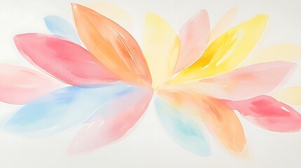 Floral watercolor painting with pastel petals against a white background for design