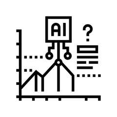 predictive analytics graph ai integration line icon vector illustration