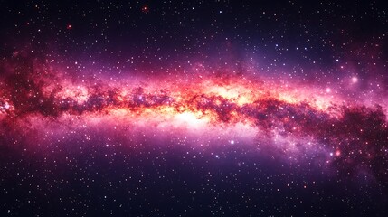 Fototapeta premium Vibrant pink and orange nebula in space.
