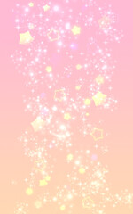 ピンクと黄色のグラデーションのキラキラ背景　光　星