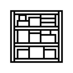 shelf box cardboard packaging line icon vector illustration