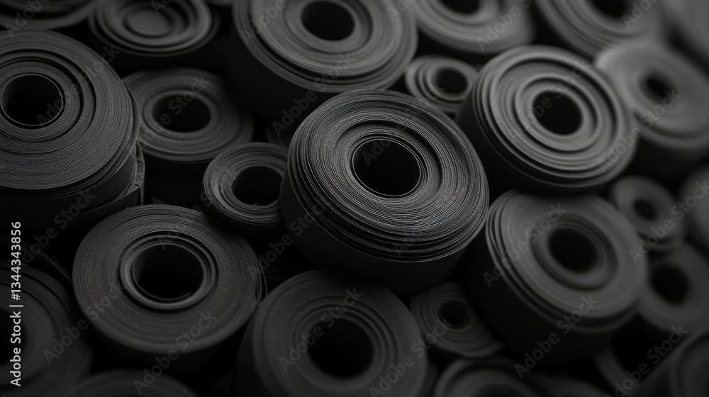Poster a dark 3d render featuring undulating black lines serves as an abstract background with copy-space