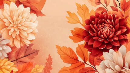 Fall backdrop with colorful flower petals; season greeting, cards and invitation use