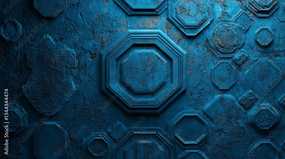Poster the image features a blue gradient background accompanied by an embossed octagon, showcasing a minim