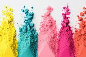 Vibrant Colorful Powder Pigment Swatches Yellow Teal Pink Magenta Coral Texture Background