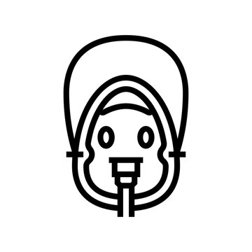 recommend clip art: oxygen mask cardiology accessories line icon vector illustration
