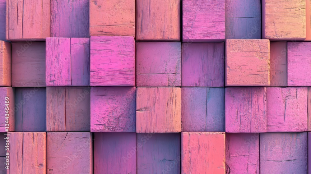 Aufkleber a wall composed of pink, semigloss mosaic tiles is arranged in a mosaic pattern, accompanied by a ba
