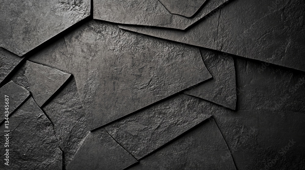 Poster a minimalist surface featuring a raised hexagon is set against a black background with an embossed 3
