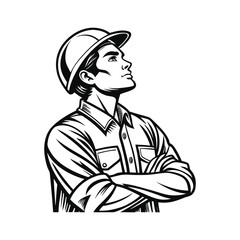 Worker portrait vector illustration, detailed vector, isolated on a white background