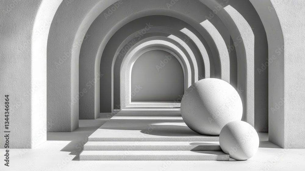 Aufkleber a minimalist background featuring an embossed octagon, with a white surface and a raised 3d shape, c