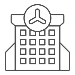 Laboratory building thin line icon, clinical research concept. Vector graphics. Medical clinic, hospital sign on white background, outline style icon for mobile or web design.