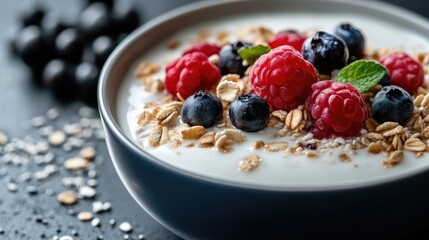 Yogurt parfait with granola and berries