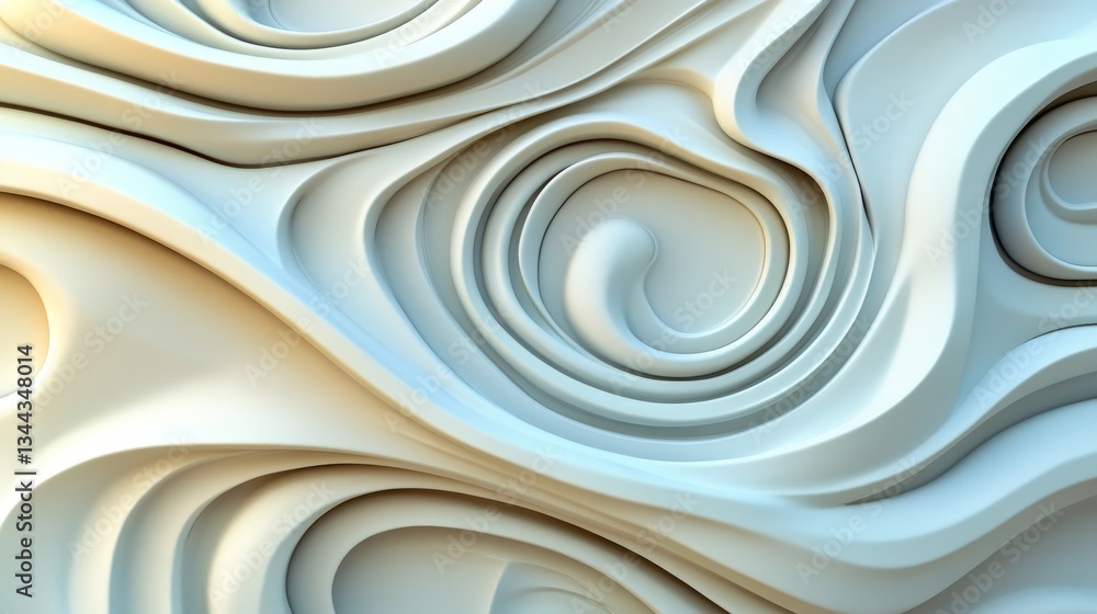 Aufkleber a 3d rendering of abstract wallpaper composed of white waves is presented in a light format