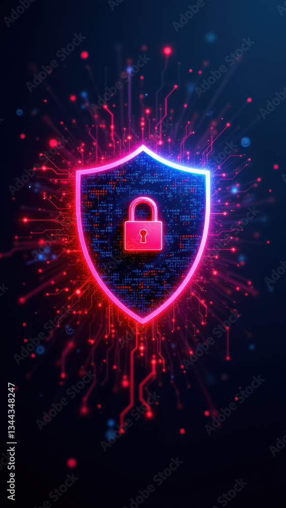 Aufkleber cybersecurity shield graphic with kubernetes theme.