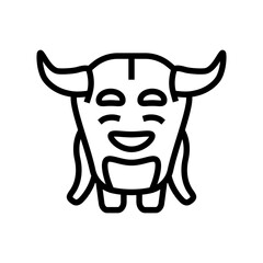 small horns cute monster line icon vector illustration