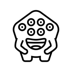 multiple eyes cute monster line icon vector illustration