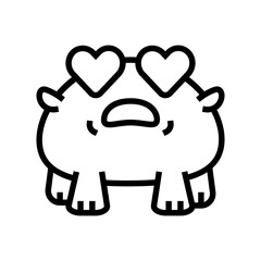 heart eyes cute monster line icon vector illustration
