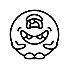 round shaped monster cute line icon vector illustration