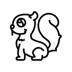 fluffy tail cute monster line icon vector illustration