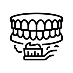 brushing teeth oral care line icon vector illustration