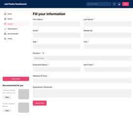 Job Finder Dashboard, Employment Search Panel, Career Opportunities Hub, Work Listings Interface, Job Hunting Platform, Recruitment Management System, Vacancy Tracker, Hiring Portal, Career Management