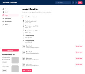 Job Finder Dashboard, Employment Search Panel, Career Opportunities Hub, Work Listings Interface, Job Hunting Platform, Recruitment Management System, Vacancy Tracker, Hiring Portal, Career Management