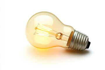 A glowing incandescent light bulb, illuminating with a warm, yellowish light.