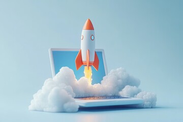 Rocket launching from laptop