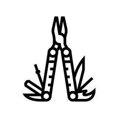 multi tool titanium line icon vector illustration