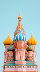 Fototapeta premium Vibrant Domes and Architecture of Iconic Russian Landmarks Moscow Photography Urban Aerial Cultural Significance