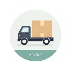 Transportation, truck delivery and moving box. Illustration of a moving truck with stacked boxes, indicating transportation and relocation services.