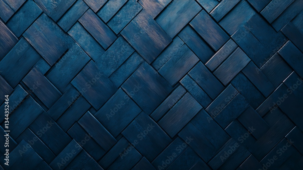 Poster a wall composed of black, semigloss mosaic tiles arranged in a specific pattern, alongside herringbo