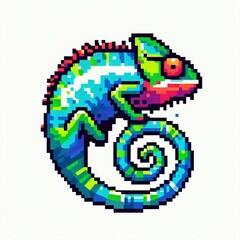 Obraz premium Pixel Chameleon Burst of Color