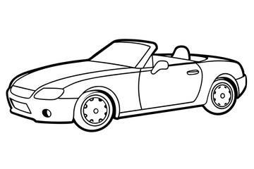 convertible car line art silhouette vector illustration