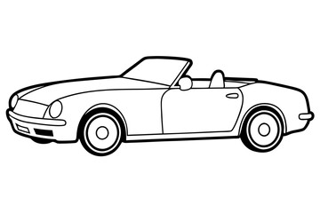 convertible car line art silhouette vector illustration