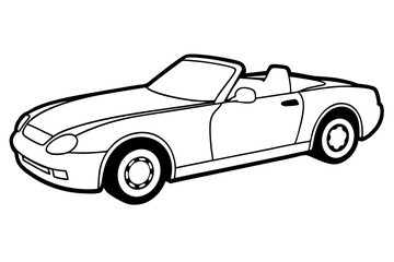 convertible car line art silhouette vector illustration
