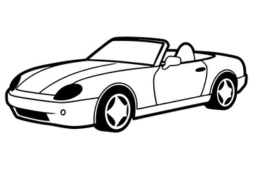 convertible car line art silhouette vector illustration