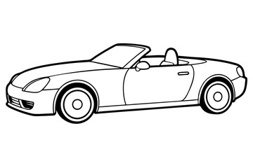 convertible car line art silhouette vector illustration