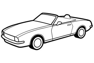convertible car line art silhouette vector illustration