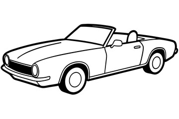 convertible car line art silhouette vector illustration