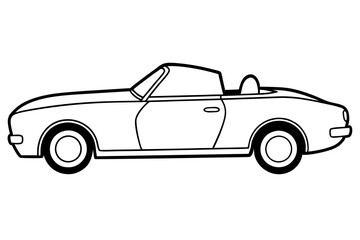 convertible car line art silhouette vector illustration