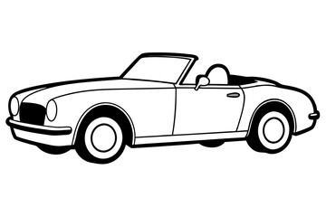 convertible car line art silhouette vector illustration