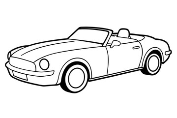 convertible car line art silhouette vector illustration