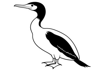 cormorant line art silhouette vector illustration