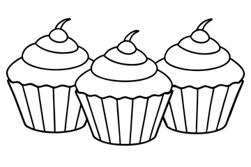 cupcakes line art silhouette vector illustration