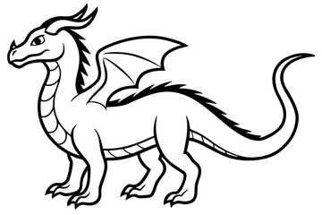 drache line art silhouette vector illustration