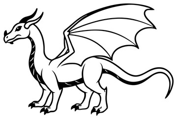 drache line art silhouette vector illustration
